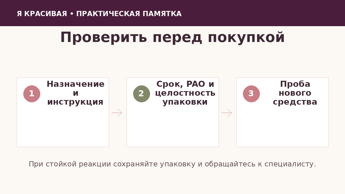 Проверка косметического средства перед применением