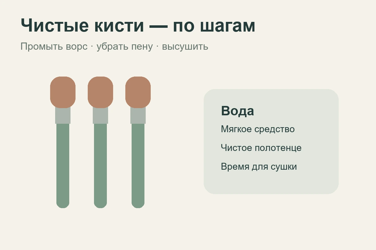 Кисти, вода и принадлежности для домашнего очищения