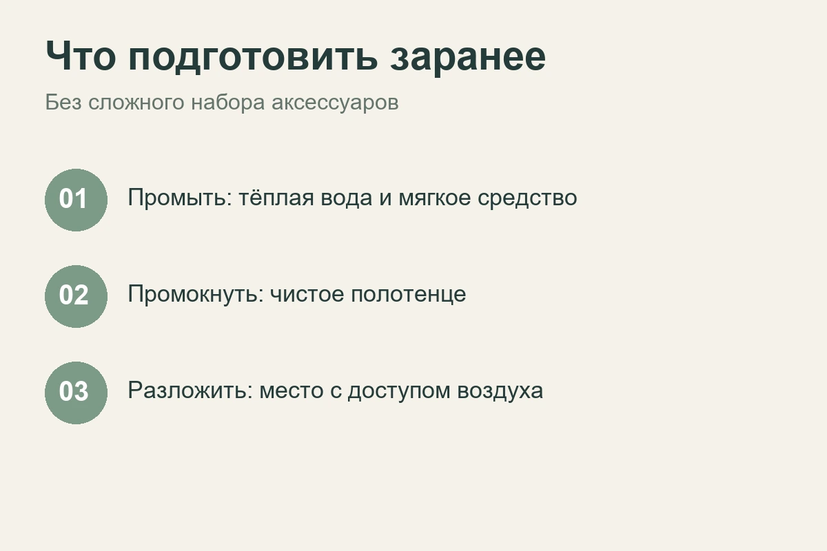 Вода, мягкое средство, полотенце и место для сушки кистей